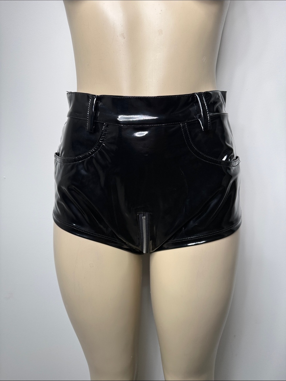 SHEIN Black High-Waist Vinyl Women's Shorts